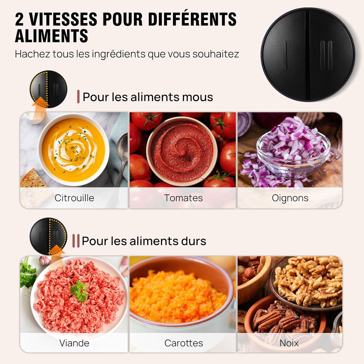 Hachoir électrique à viande legume 2 vitesses