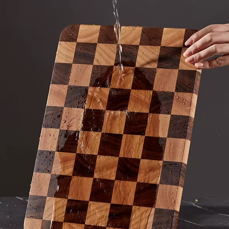 Planche à découper bois™ | Design Damier Élégance