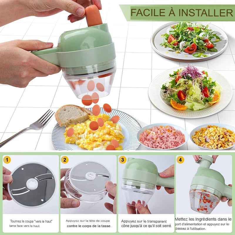 coupe-légumes électrique 5 en 1, l™ robot culinaire et hachoir portables