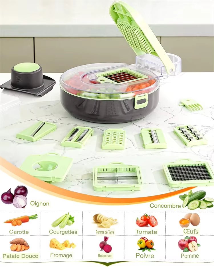 Hachoir a legumes 9 en 1 mandoline trancheur bol saladier