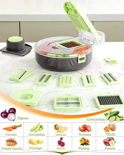Hachoir a legumes 9 en 1 mandoline trancheur bol saladier