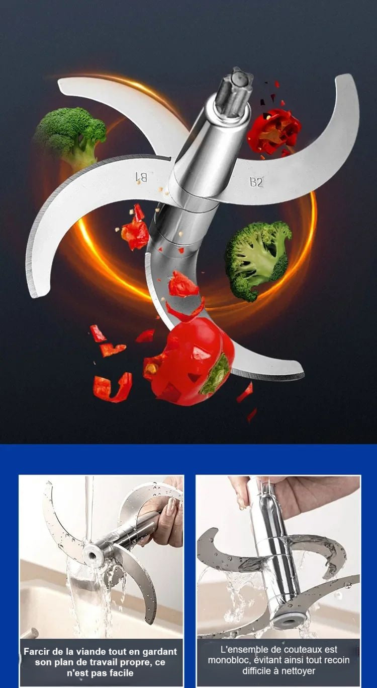 Hachoir a viande electrique 6L inox lame acier inoxydable