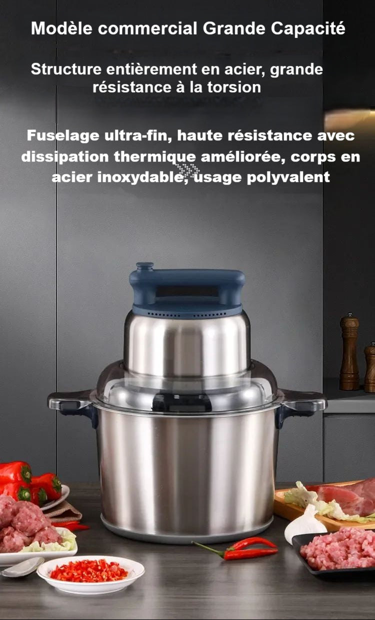 Hachoir a viande electrique puissant 6L 1500W inox Professionnel et Familiale grande capacite