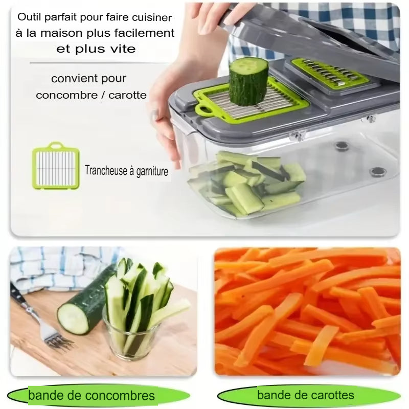 Hachoir légumes multifonctionnel différentes decoupes