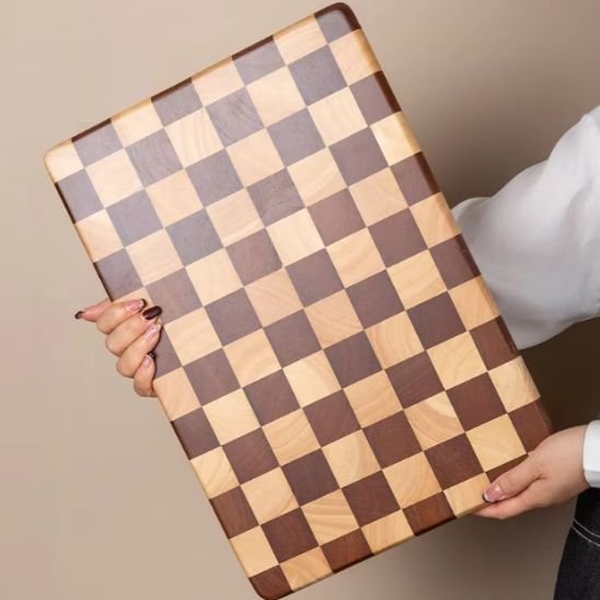 Planche à découper bois | Design Damier Élégance Durable™ - ustensilesZ