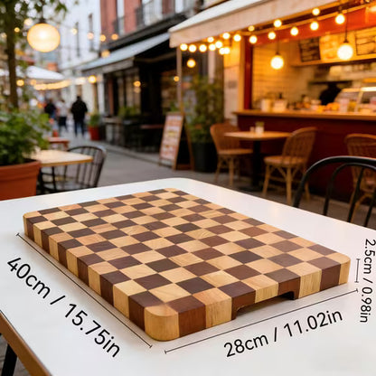 Planche à découper bois™ | Design Damier Élégance