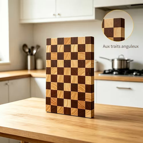 Planche à découper bois™ | Design Damier Élégance
