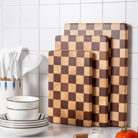 Planche à découper bois | Design Damier Élégance Durable™ - ustensilesZ