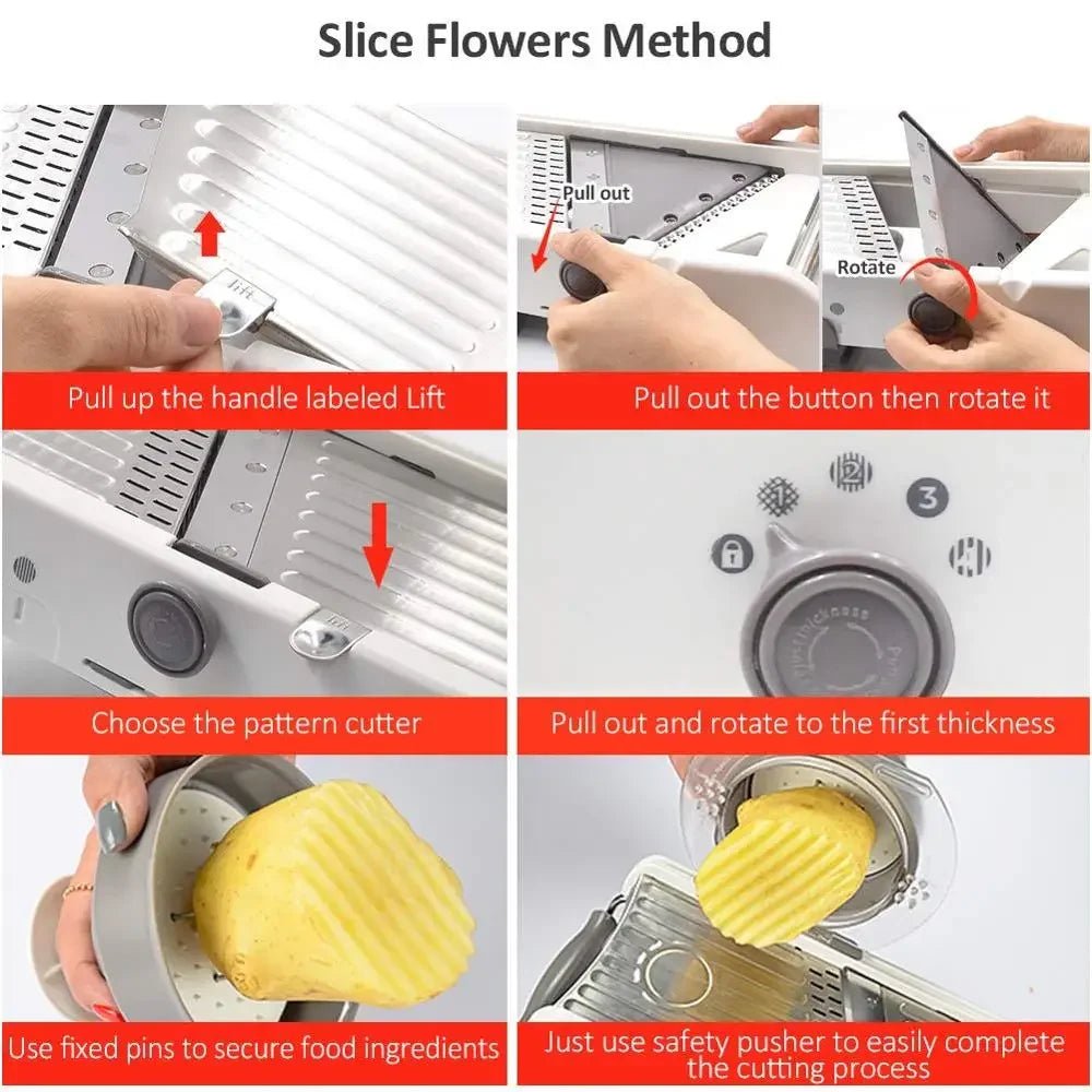 Mandoline Slicer Réglable Inox pour Légumes et Fruits