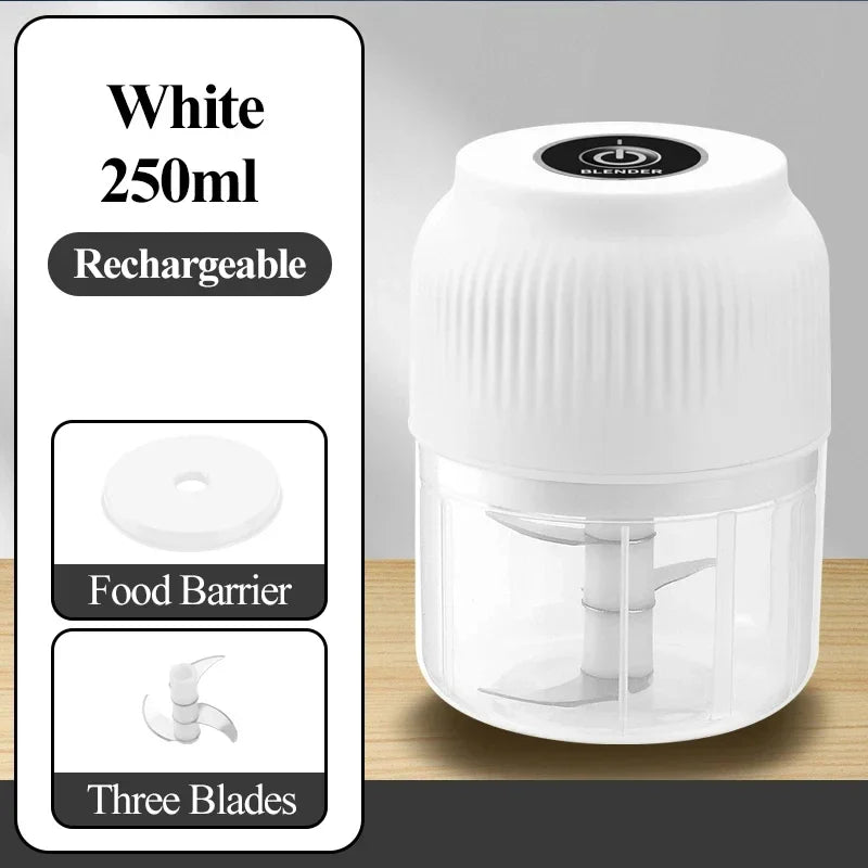 Blanc Couleur Mini Hachoir Électrique USB 250 ml pour Ail et Légumes