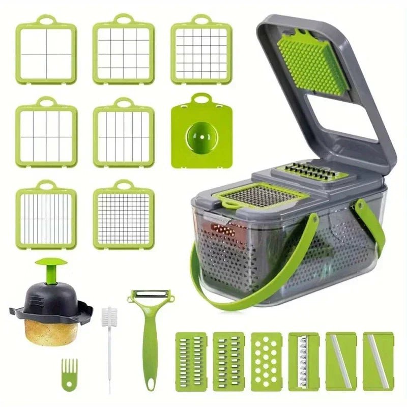 22 IN 1 Couleur Coupe-Légumes 22 en 1 Avec Bac – Mandoline Multi-Usage