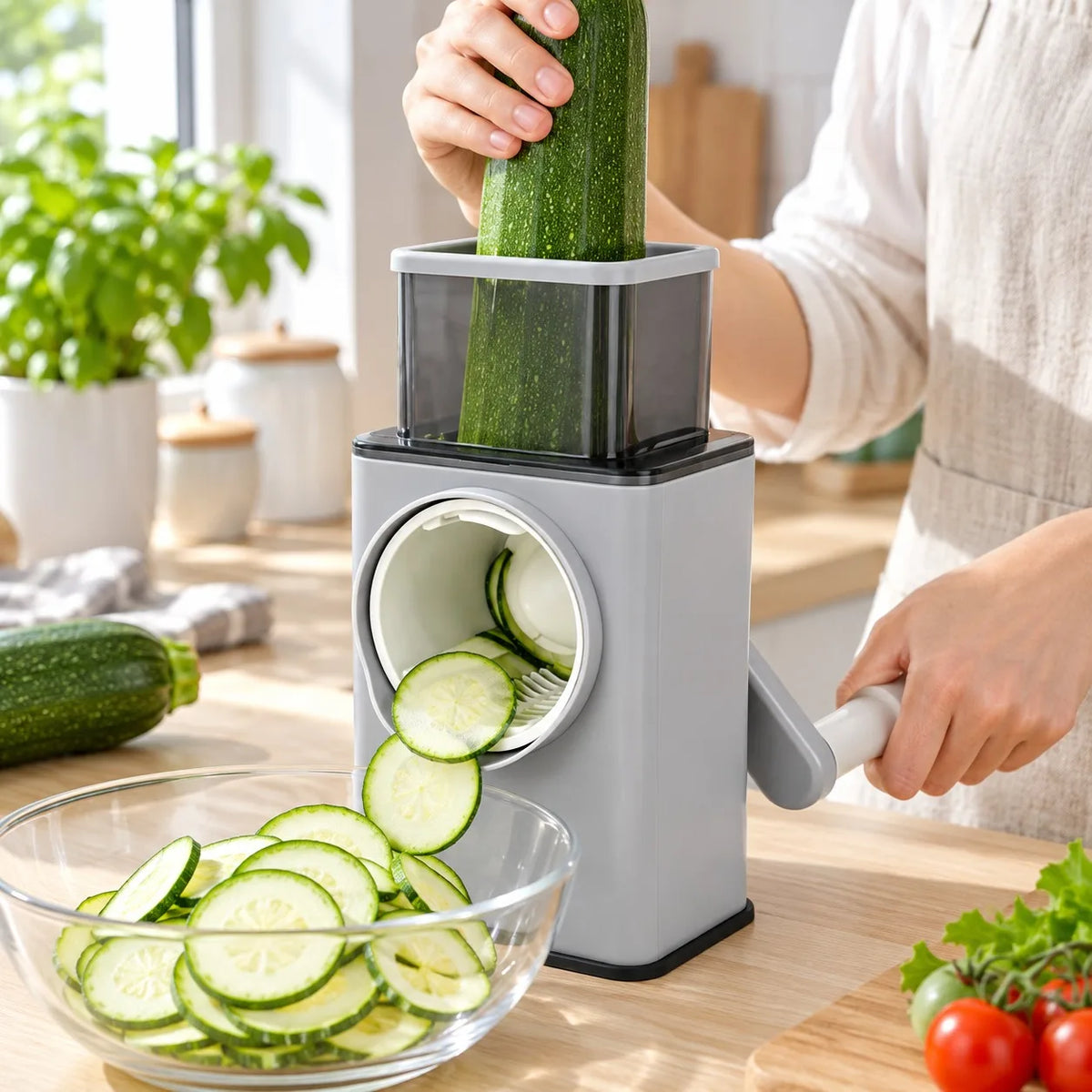 Coupe-Légumes Manuel 3 Lames Inox Râpe et Trancheuse