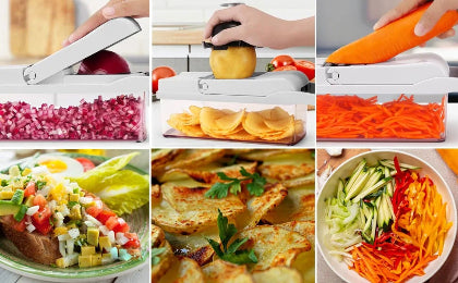 Mandoline cuisine coupe-légumes multifonctions 12 en 1 | hachoir alimentaire, trancheur de pommes de terre, râpe à carottes, broyeur d'oignon, coupe-salade, Gadgets de cuisine