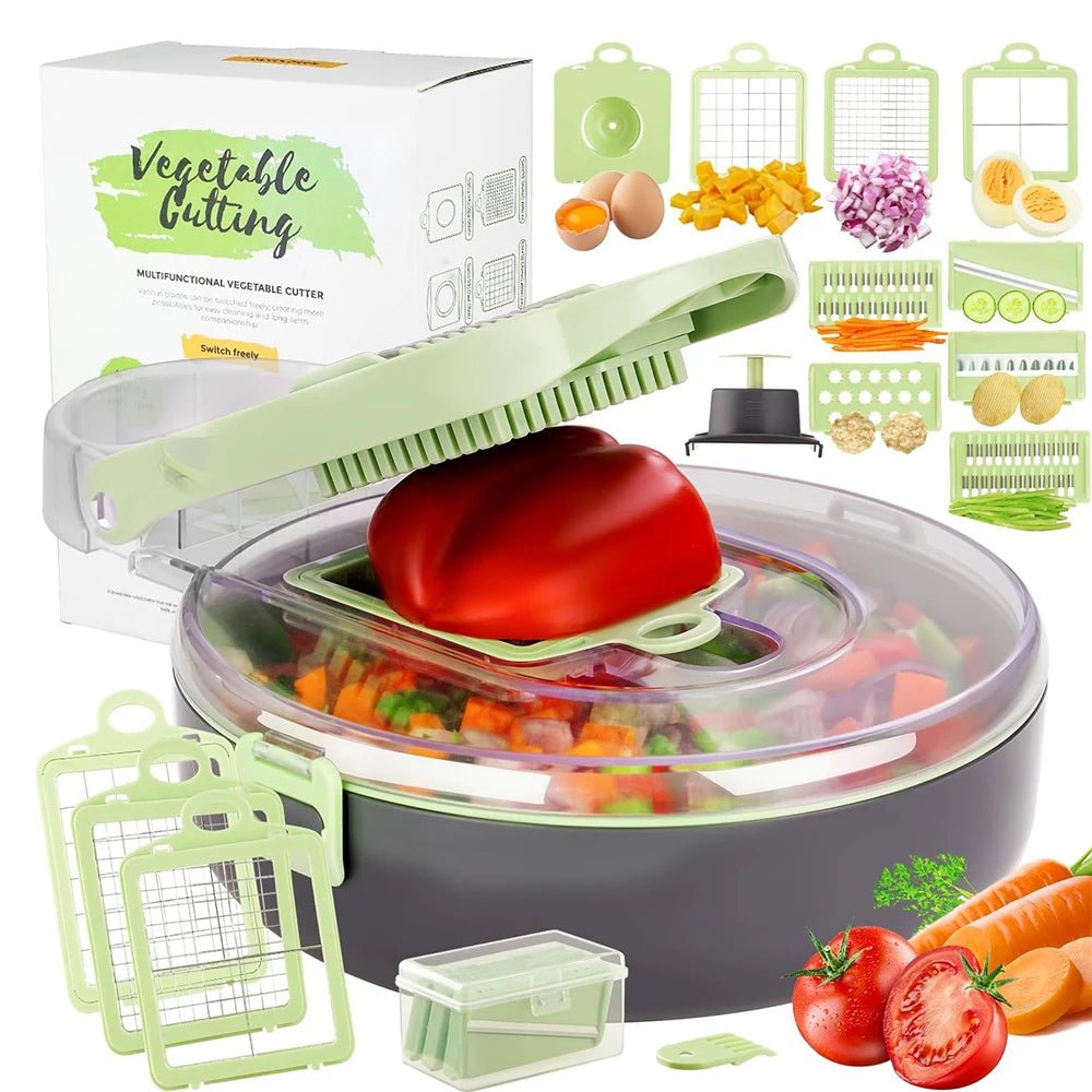 Coupe-Légumes Multifonction 9 en 1 Avec Récipient