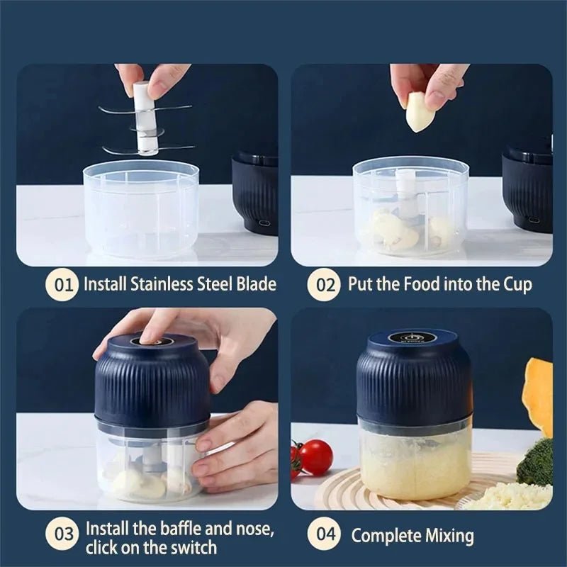 Mini Hachoir Électrique USB 250 ml pour Ail et Légumes