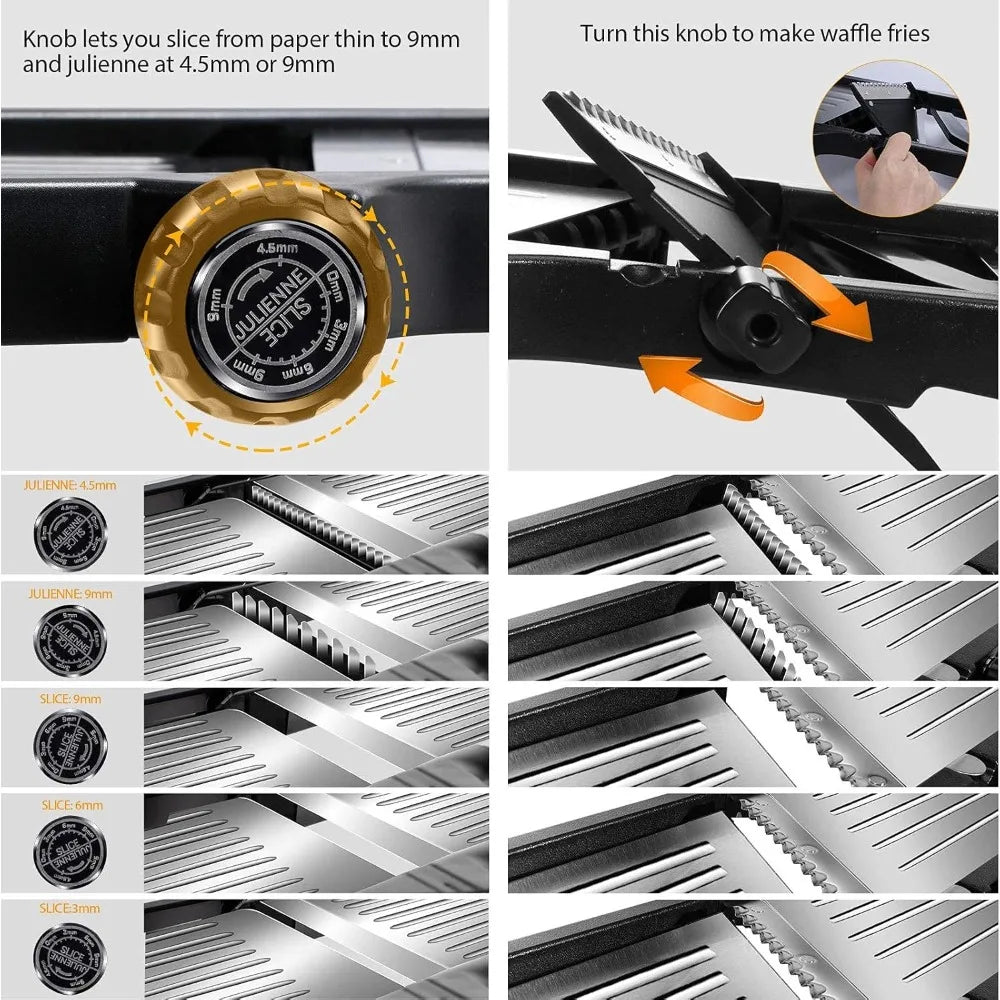 Mandoline Trancheuse | Réglable en acier inoxydable avec lame tranchante intégrée, coupe - légumes professionnel, Mandoline japonaise - ustensilesZ