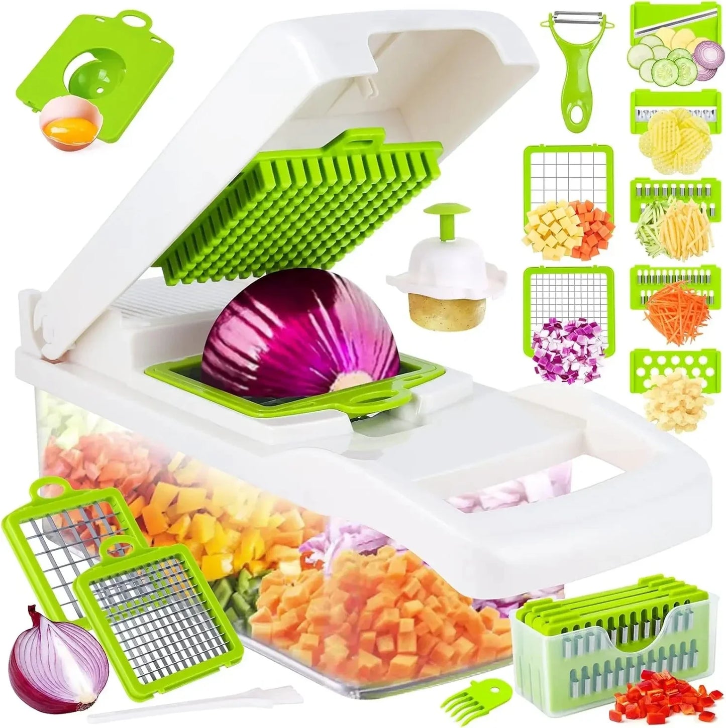 Coupe-légumes multifonctionnel 12 en 1, hachoir alimentaire, trancheur de pommes de terre, râpe à carottes, broyeur d'oignon, coupe-salade, Gadgets de cuisine