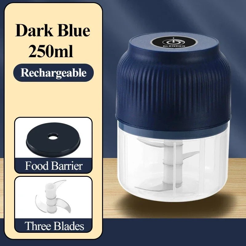 Bleu foncé Couleur Mini Hachoir Électrique USB 250 ml pour Ail et Légumes