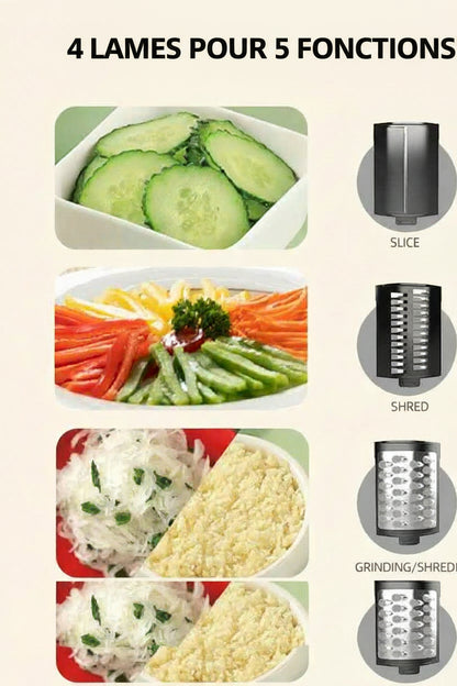 coupe legume fruit tambour rotatif 4lames