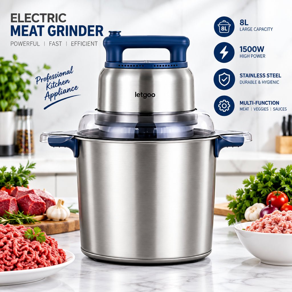 Hachoir à Viande Électrique 8L Inox 1500W™ | Professionnel et Familiale