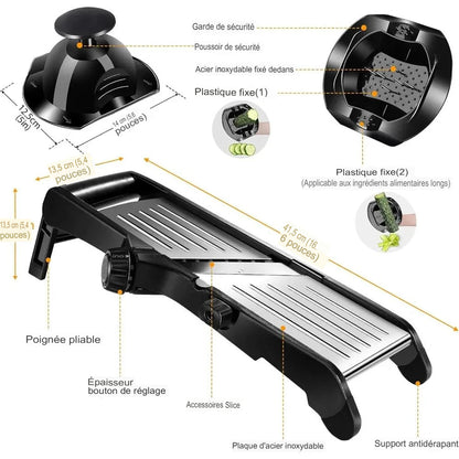 Mandoline Trancheuse™ | Réglable en acier inoxydable avec lame tranchante intégrée