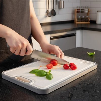 Planche à découpere menthe tomates cerise