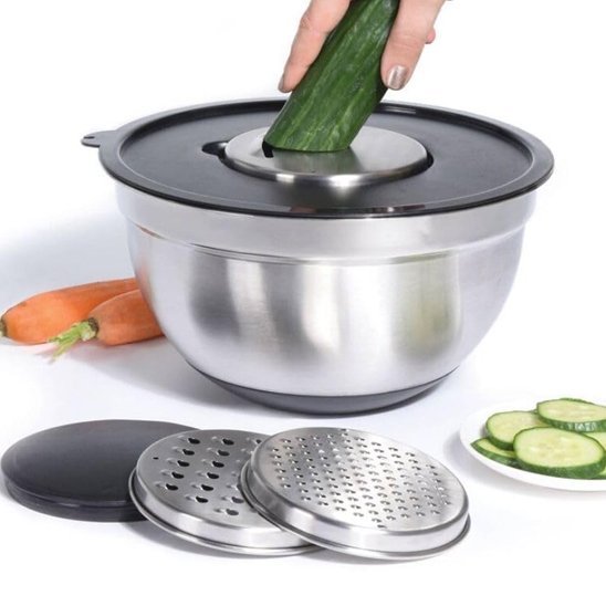 Saladier avec bol anti - déraprant ™ | râpe lame acier inoxydable - ustensilesZ