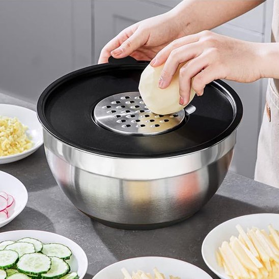 Saladier avec bol anti - déraprant ™ | râpe lame acier inoxydable - ustensilesZ