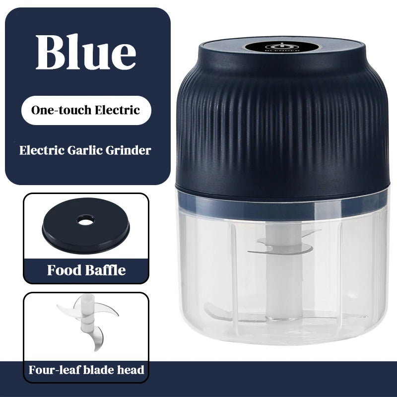 Bleu-300ml Couleur Mini Hachoir Électrique USB pour Ail, Légumes et Viande